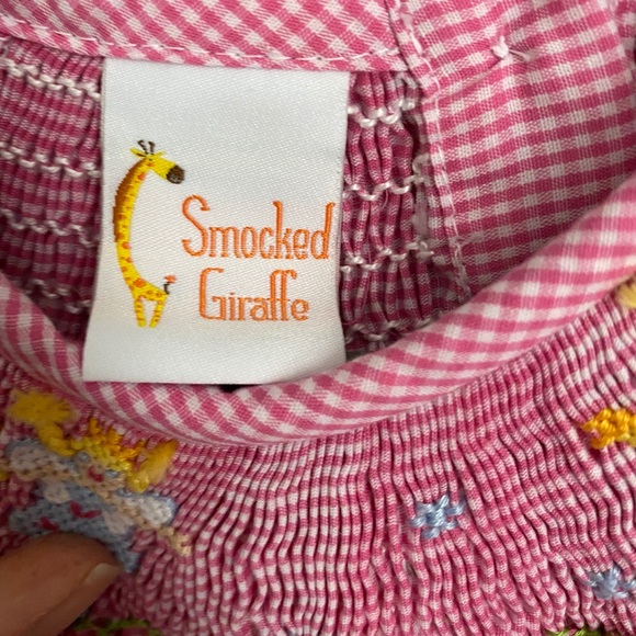 Smocked Giraffe 12 month girls smocked dress - Picture 6 of 7